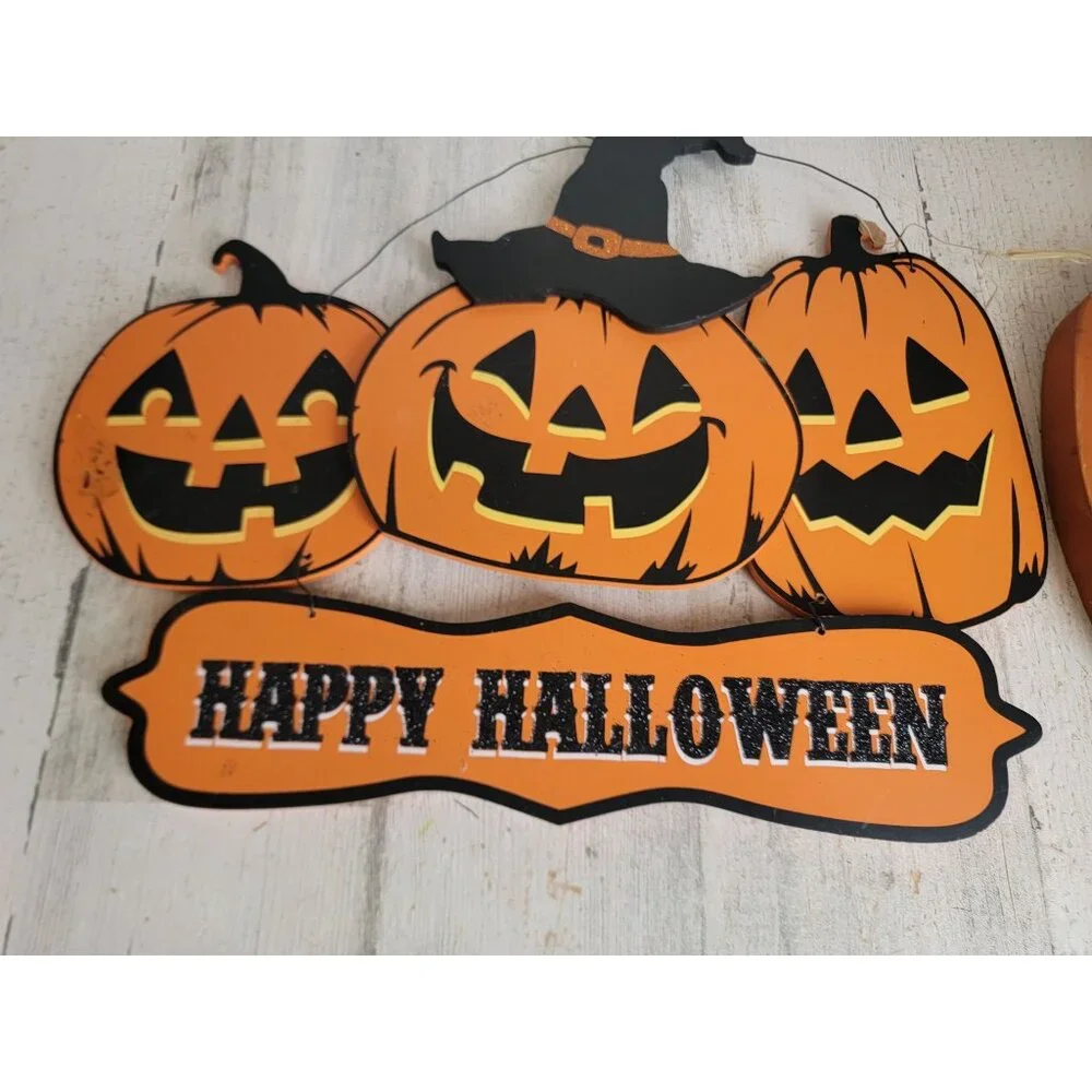 Happy Halloween set pumpkin witch hanging sign decor‎ figure